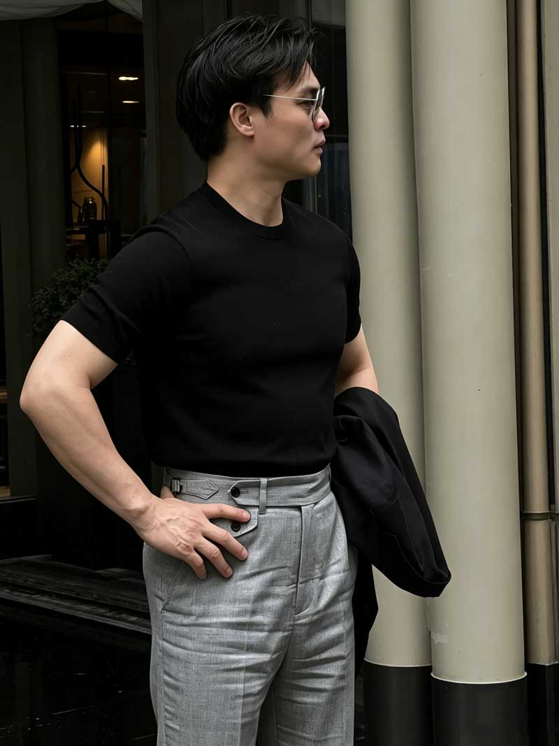 100% Merino Wool Short Sleeve Knit T Shirt Men