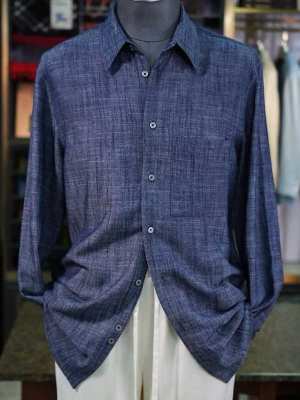 Heather Linen Viscose Polyester Blend Men's Office Daily Shirt