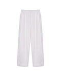 High Waist Pleated 100 Heavyweight Linen White Wide Leg Cropped Pants