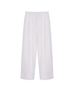 High Waist Pleated 100 Heavyweight Linen White Wide Leg Cropped Pants