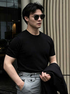 100% Merino Wool Short Sleeve Knit T Shirt Men