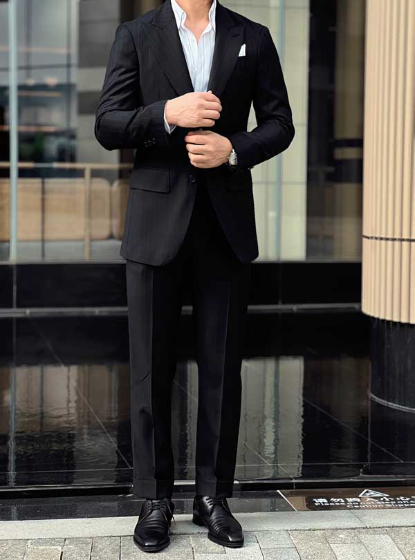 Men 100% Wool Grey Pinstripe Double Breasted Suit Set