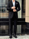 Men 100% Wool Grey Pinstripe Double Breasted Suit Set