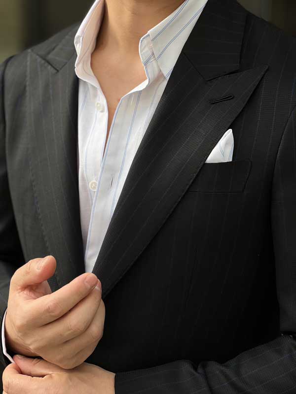 Men 100% Wool Grey Pinstripe Double Breasted Suit Set