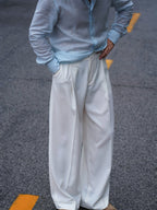 Luxury Single Pleat Hollywood Waist Wide Leg Dress Pants for Men Soft 26 Acetate 74 Polyester Fabric
