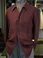 Men's Rust Brown Linen Hemp Blend Breathable Business Dress Shirt