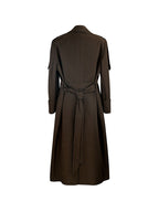 Military-style unisex trench coat with epaulettes and belt