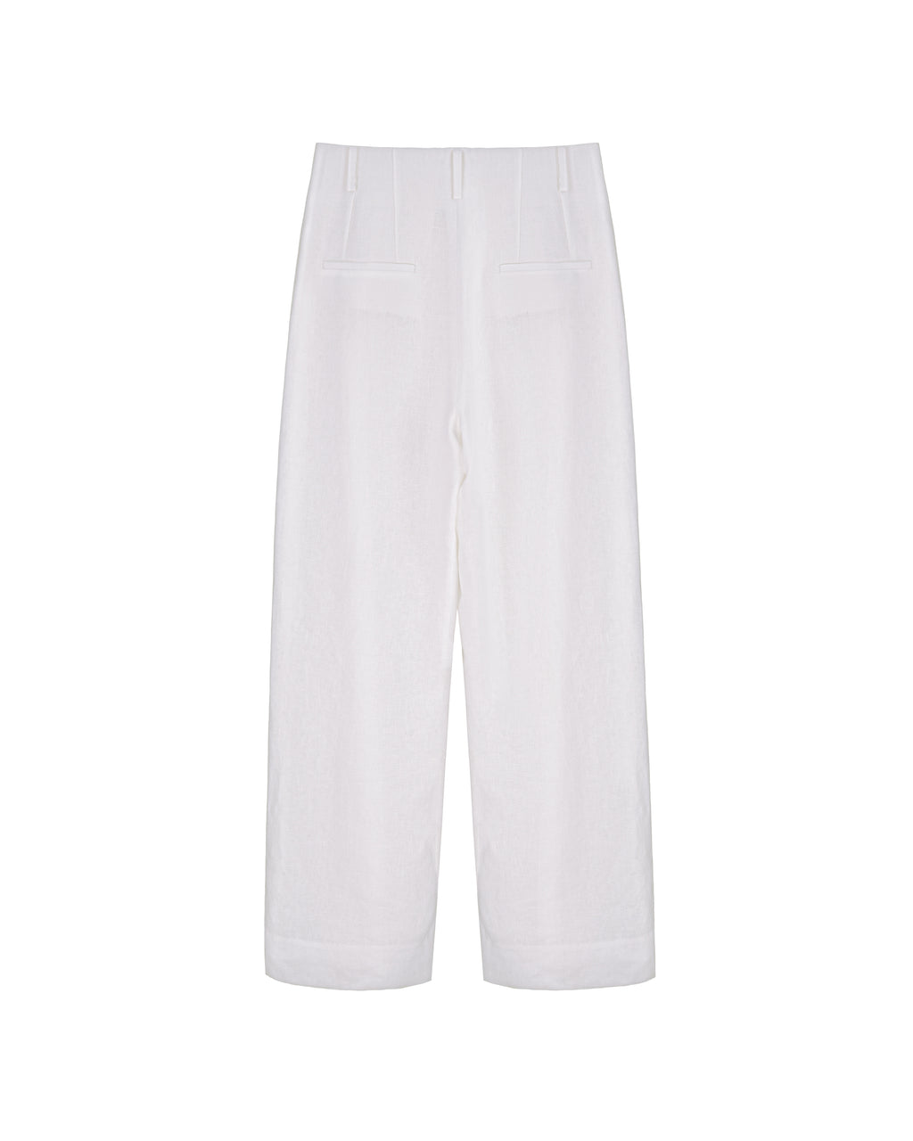 High Waist Pleated 100 Heavyweight Linen White Wide Leg Cropped Pants