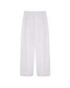 High Waist Pleated 100 Heavyweight Linen White Wide Leg Cropped Pants