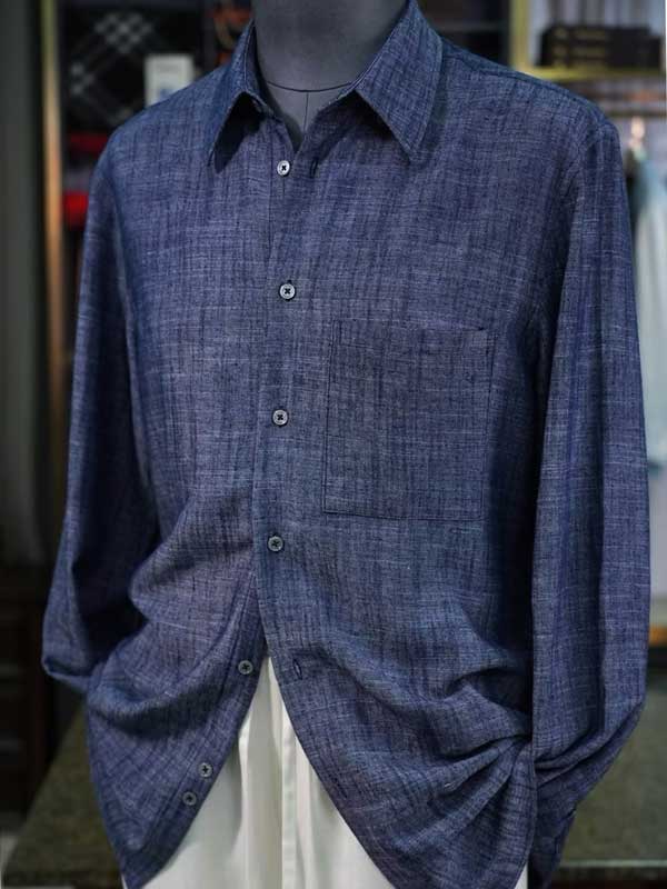 Heather Linen Viscose Polyester Blend Men's Office Daily Shirt