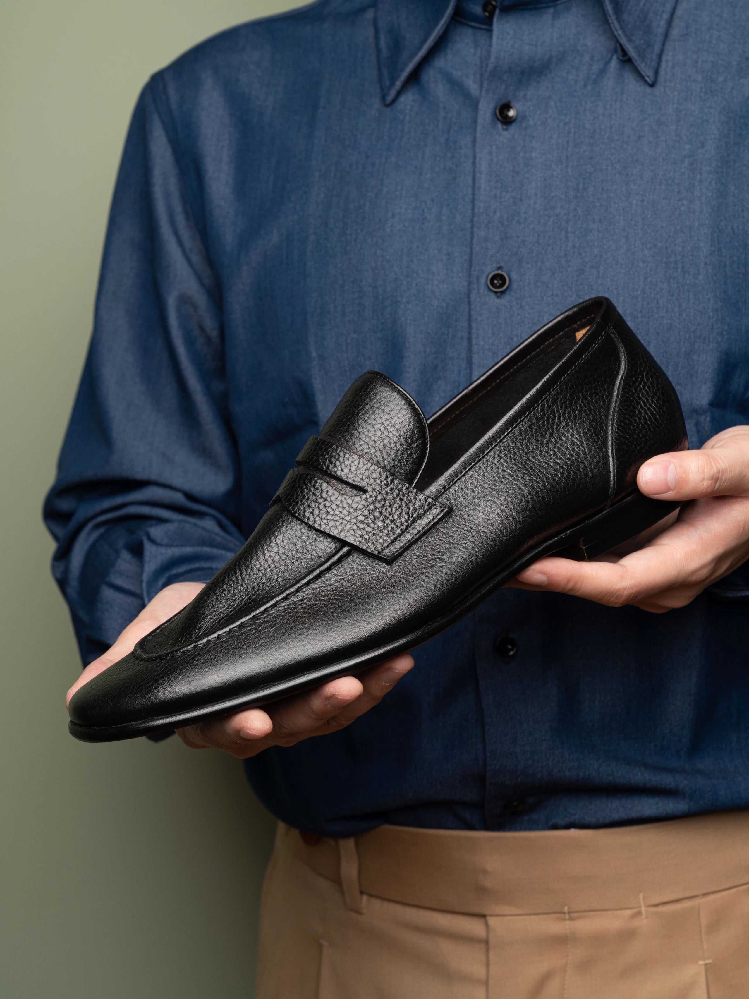 Men’s Soft Pebbled Cowhide Penny Loafers