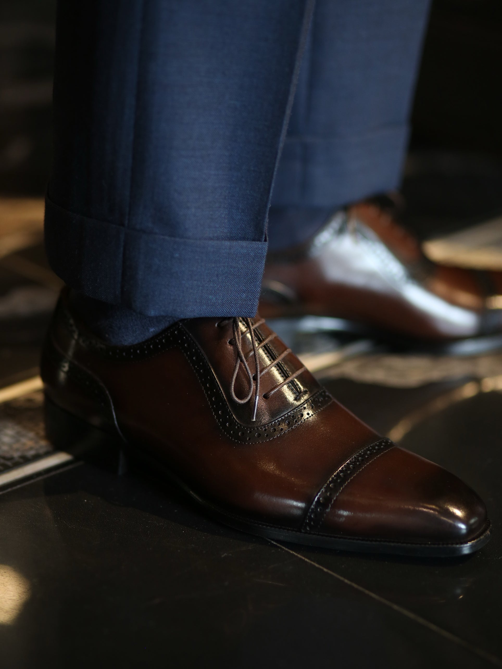 Men's Genuine Leather Handmade Brown Cap Toe Oxford Shoes
