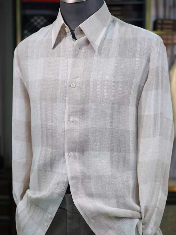 Men's Pure Linen Striped Long Sleeve Button Down Shirt