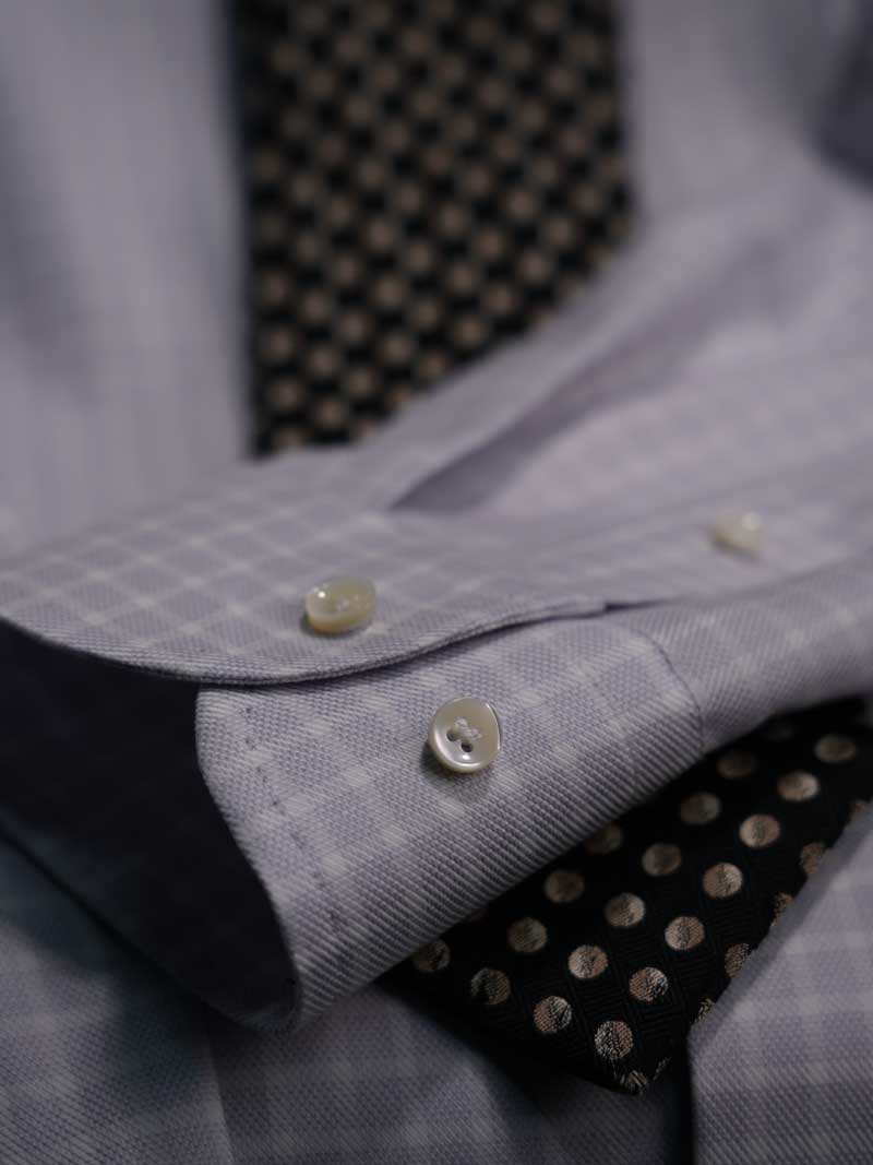 Men's Light Purple Micro Grid Check Dress Shirt