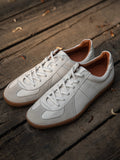 Men's White Leather Suede German Trainer Sneakers Walking Shoes