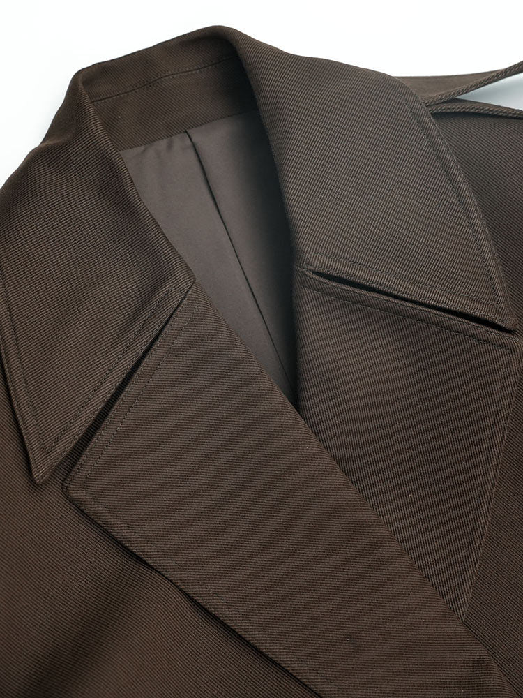 Military-style unisex trench coat with epaulettes and belt