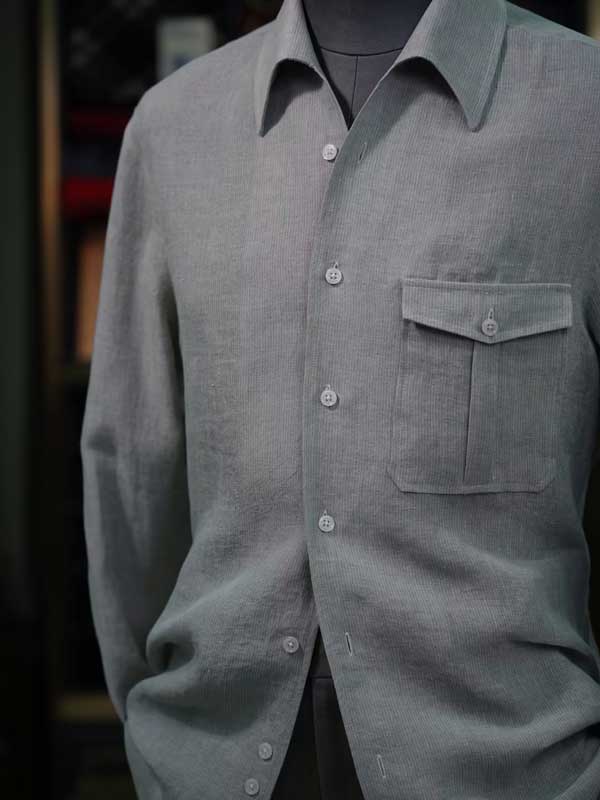 Sage Green 100% Pure Linen Men's Long Sleeve Shirt