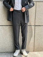 Wool Grey Pinstripe Double Breasted 2 Piece Men Formal Business Suit