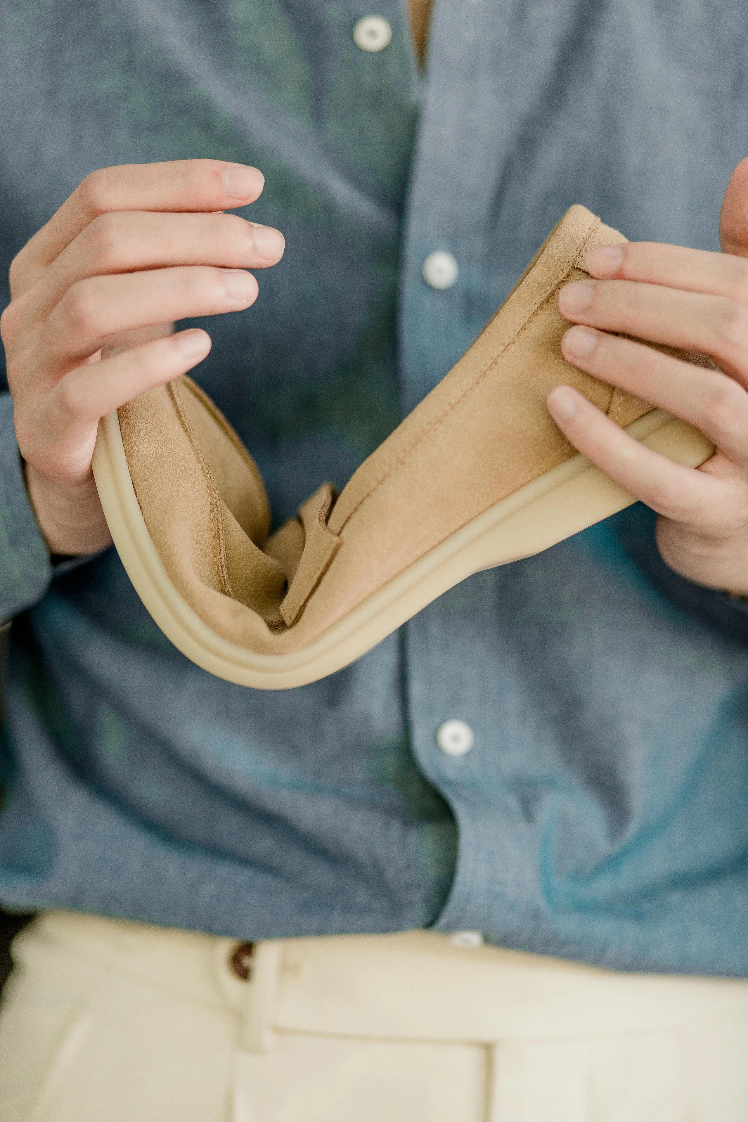 Men’s Beige Genuine Suede Penny Loafers