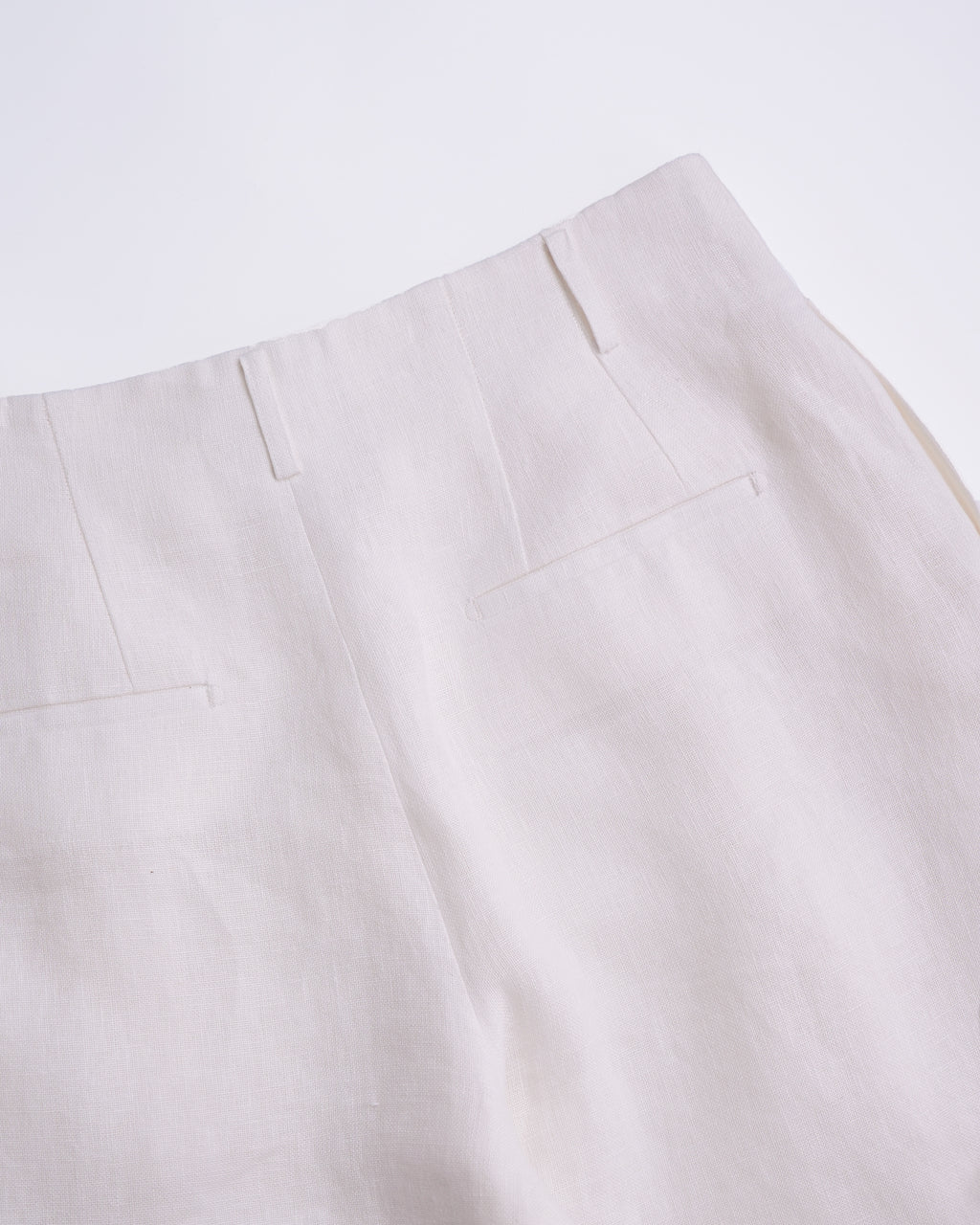 High Waist Pleated 100 Heavyweight Linen White Wide Leg Cropped Pants