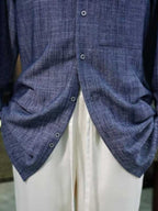Heather Linen Viscose Polyester Blend Men's Office Daily Shirt