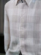 Men's Pure Linen Striped Long Sleeve Button Down Shirt