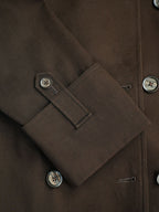 Military-style unisex trench coat with epaulettes and belt