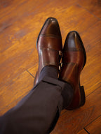 Men's Gradient Burgundy Hand Polished Double Monk Straps Brogue Shoes