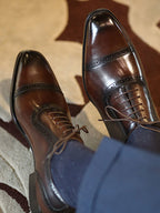 Men's Genuine Leather Handmade Brown Cap Toe Oxford Shoes
