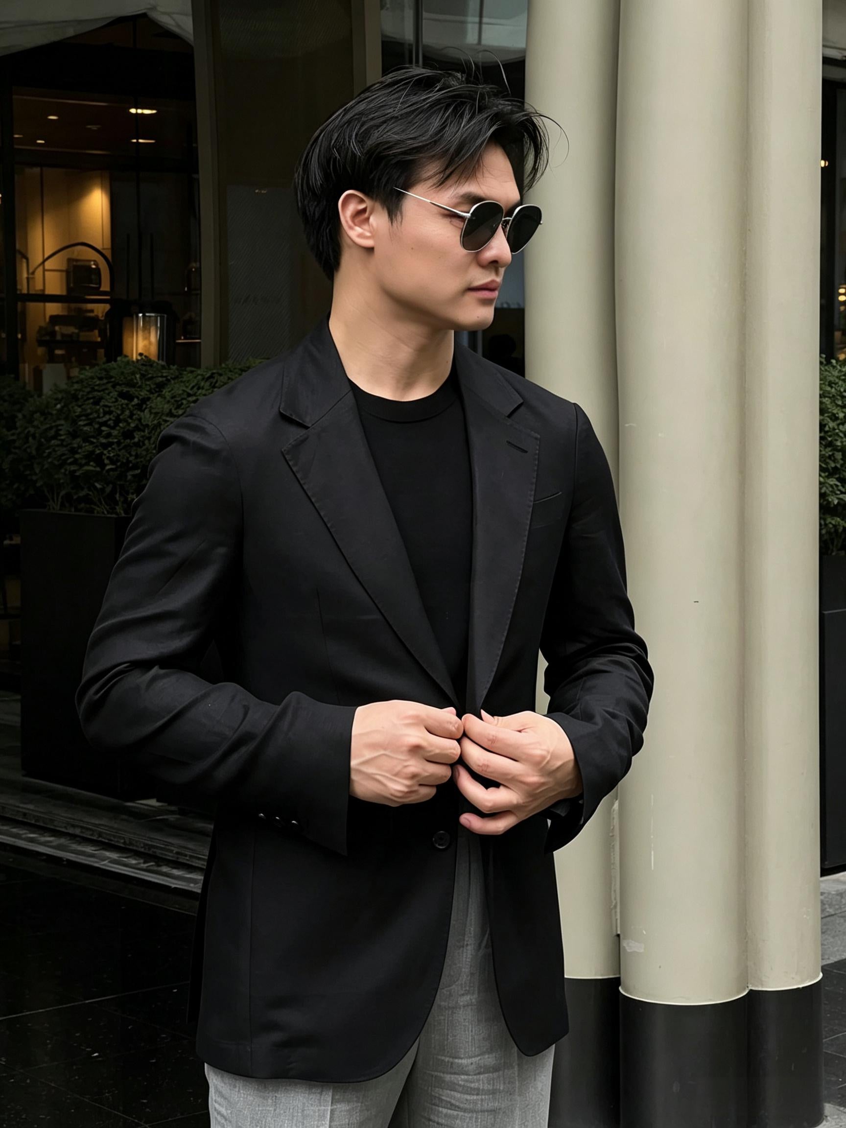 Men's Lightweight Linen Viscose Blend Black Blazer
