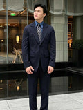 Men 100% Wool Pinstripe Double Breasted Suit Set