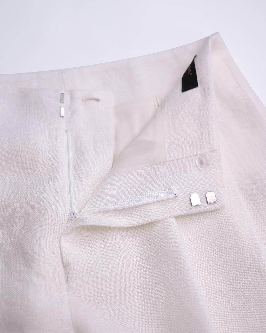 High Waist Pleated 100 Heavyweight Linen White Wide Leg Cropped Pants