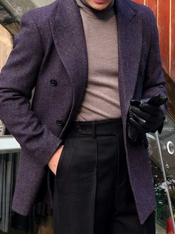 Men's 100% Wool Purple Blend Blazer