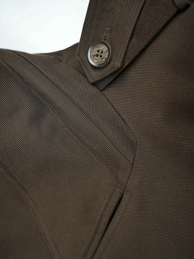 Military-style unisex trench coat with epaulettes and belt