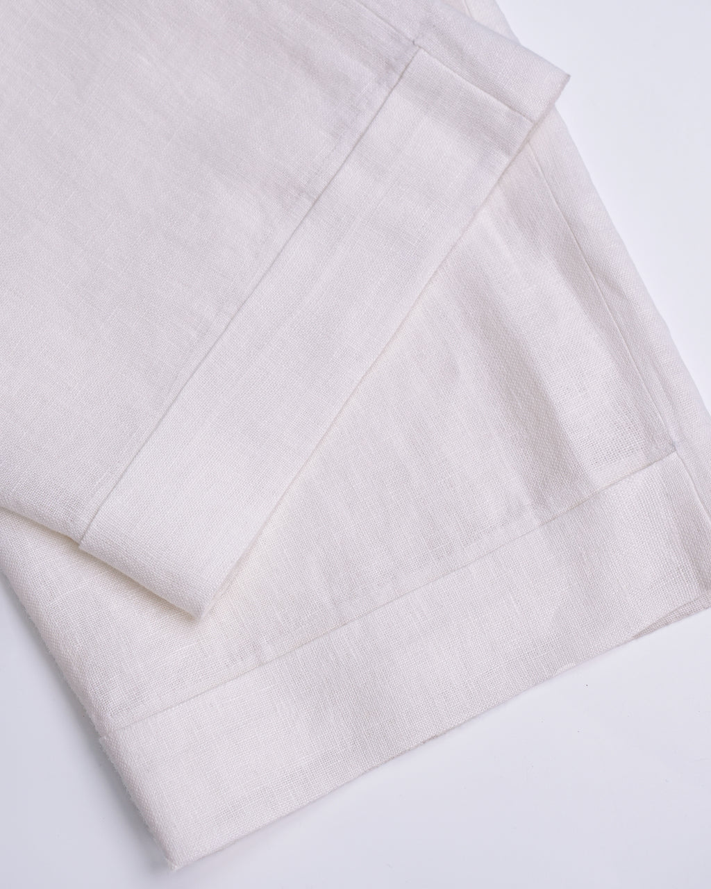 High Waist Pleated 100 Heavyweight Linen White Wide Leg Cropped Pants