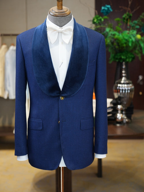 Deep sea blue velvet dress blazer