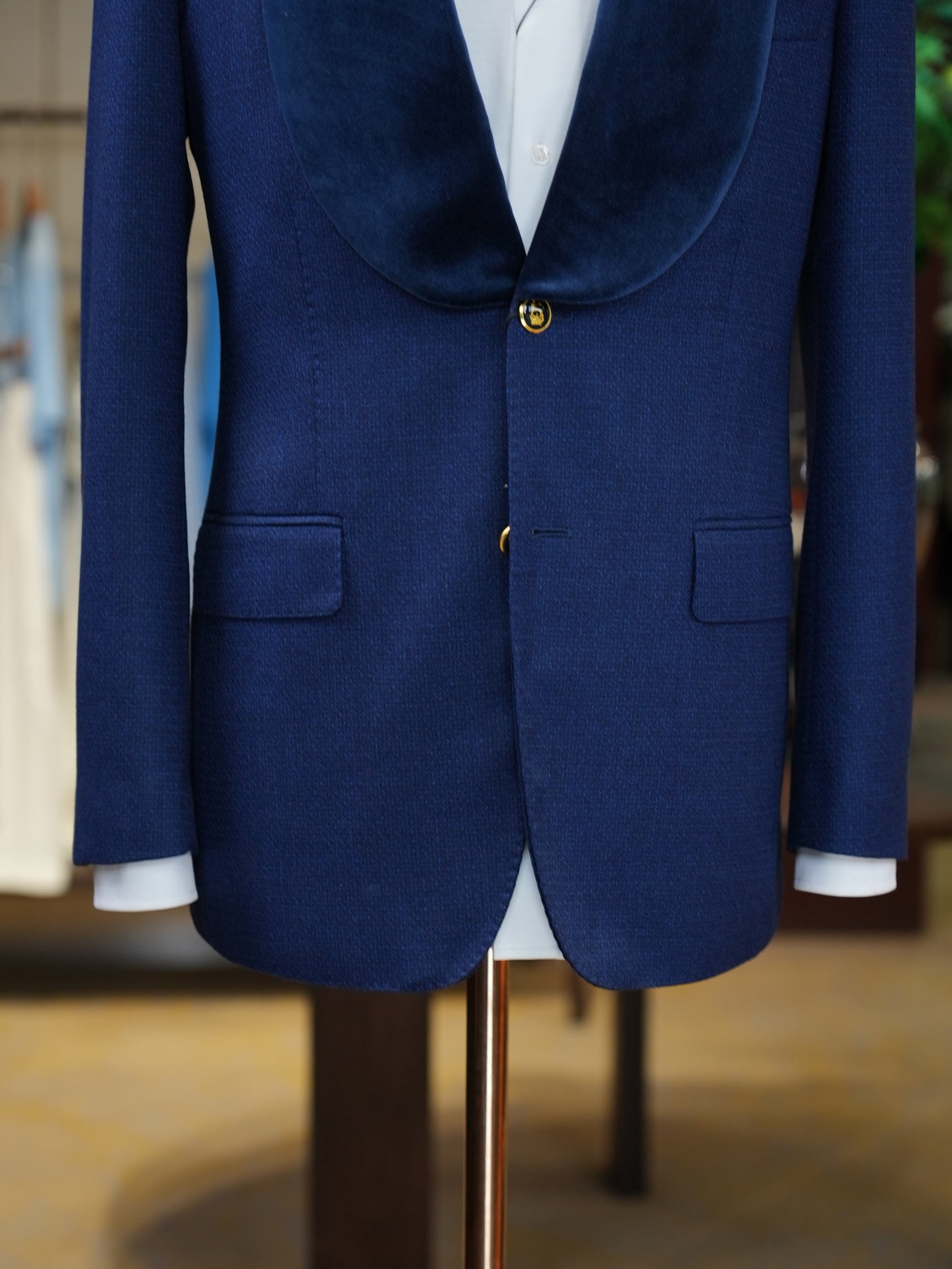 Deep sea blue velvet dress blazer