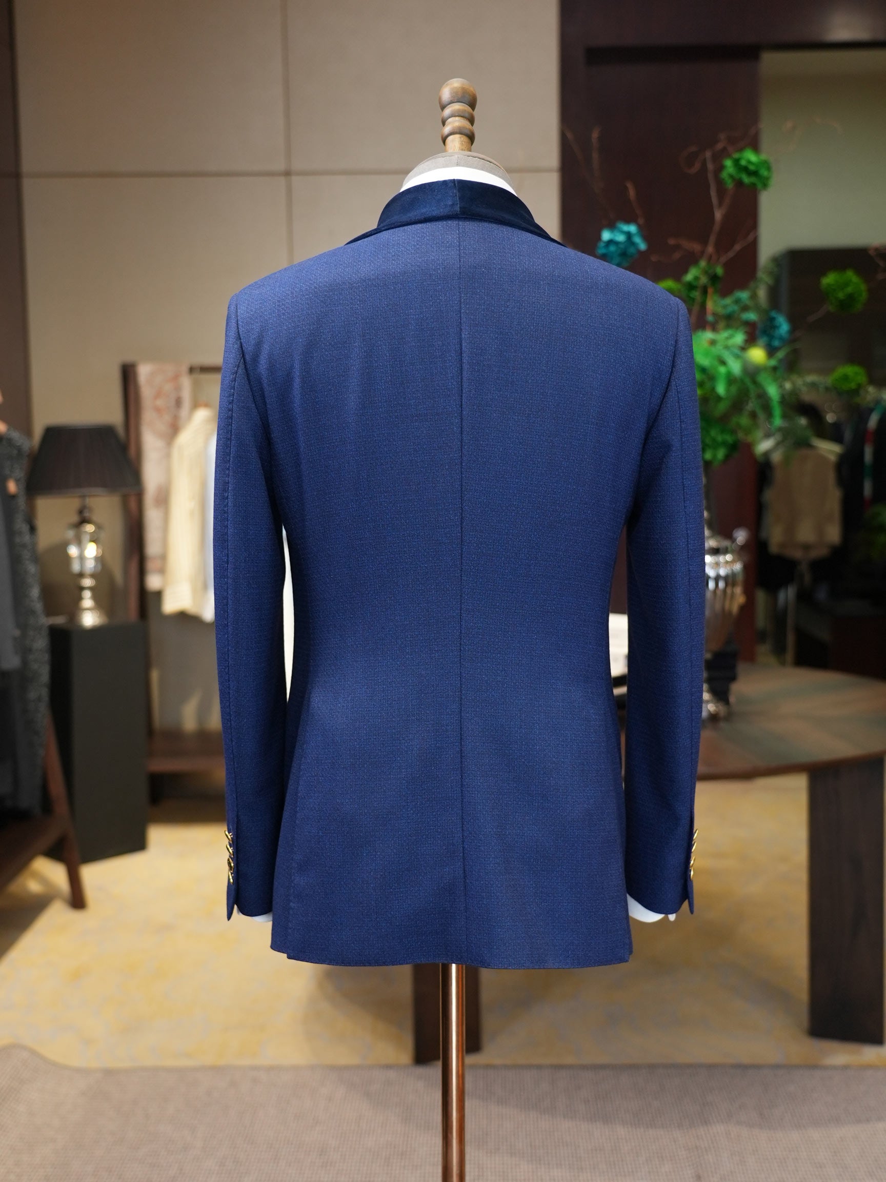 Deep sea blue velvet dress blazer