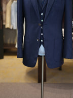 Navy Peak Lapel Blazer | 100% Italian Imported Wool Tailored Jacket, In-House Designer & Factory Direct