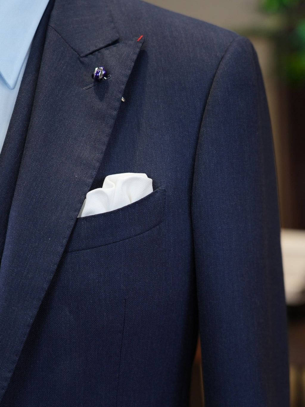Navy Peak Lapel Blazer | 100% Italian Imported Wool Tailored Jacket, In-House Designer & Factory Direct