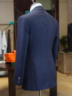 Navy Peak Lapel Blazer | 100% Italian Imported Wool Tailored Jacket, In-House Designer & Factory Direct