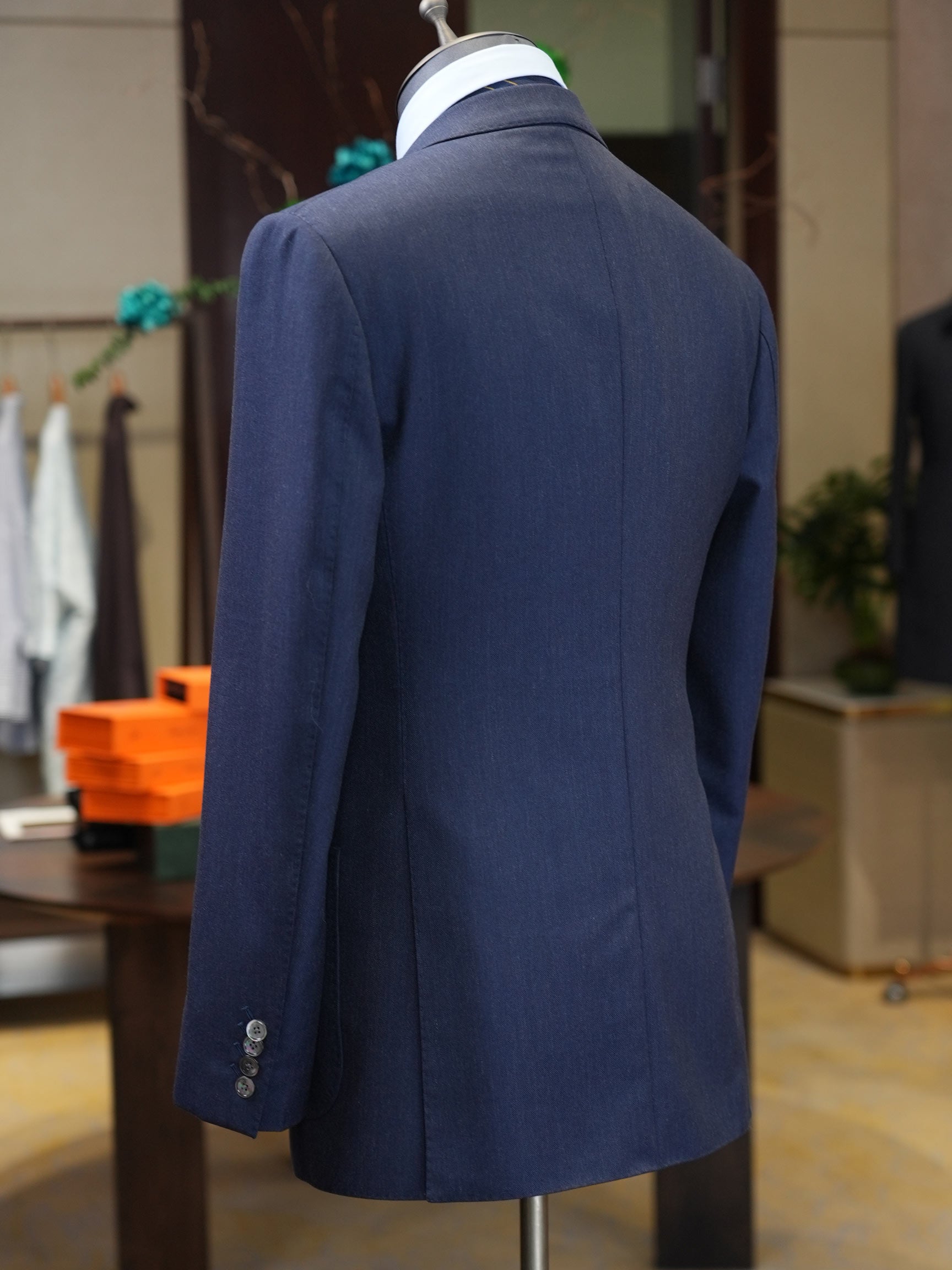 Navy Peak Lapel Blazer | 100% Italian Imported Wool Tailored Jacket, In-House Designer & Factory Direct
