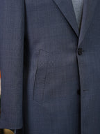 Men’s Grey Prince of Wales Check 100% Wool Overcoat Notch Lapel Mid-Length Wool Coat for Business Smart Casual