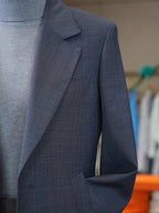 Men’s Grey Prince of Wales Check 100% Wool Overcoat Notch Lapel Mid-Length Wool Coat for Business Smart Casual