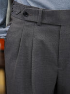 Men’s Dark Grey 100% Wool Double‑Pleat Tapered Trousers