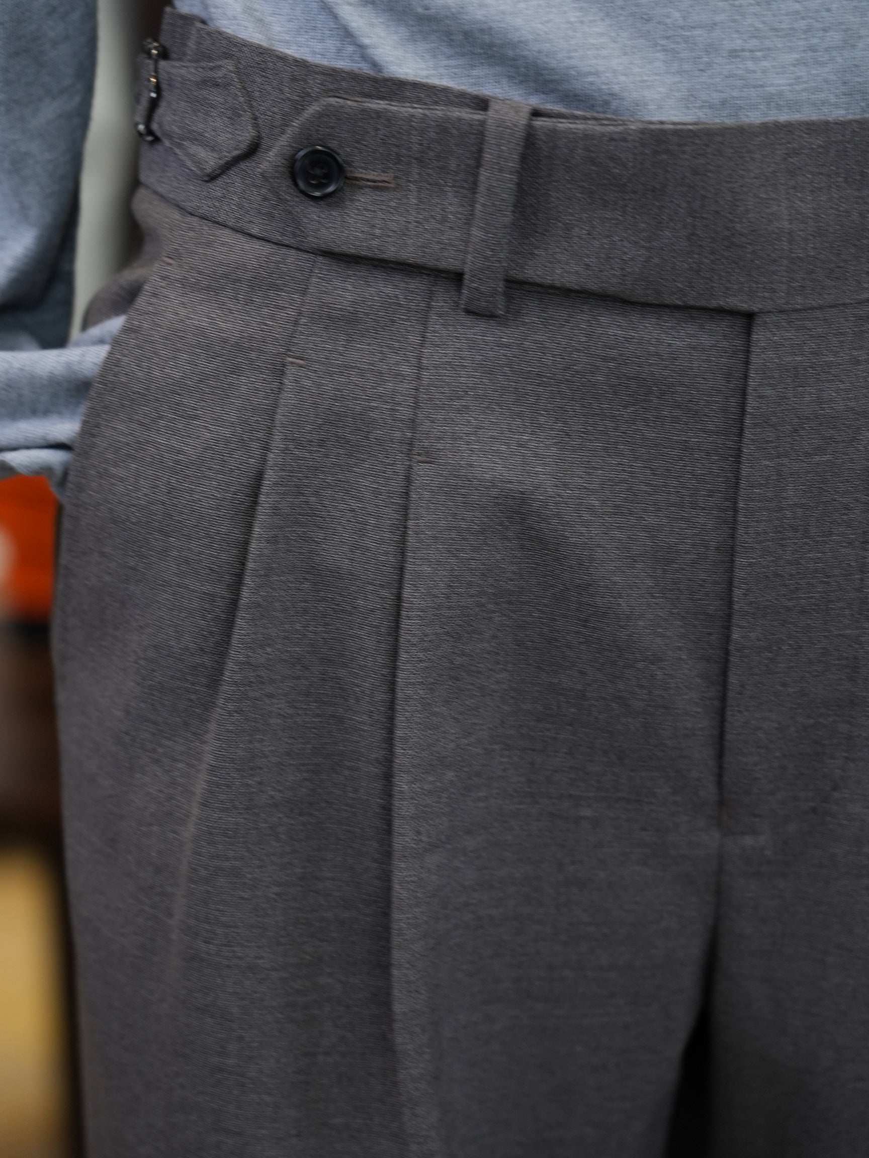 Men’s Dark Grey 100% Wool Double‑Pleat Tapered Trousers