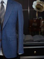 Denim Blue 100% Wool Notch Lapel Blazer