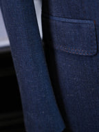 Denim Blue 100% Wool Notch Lapel Blazer