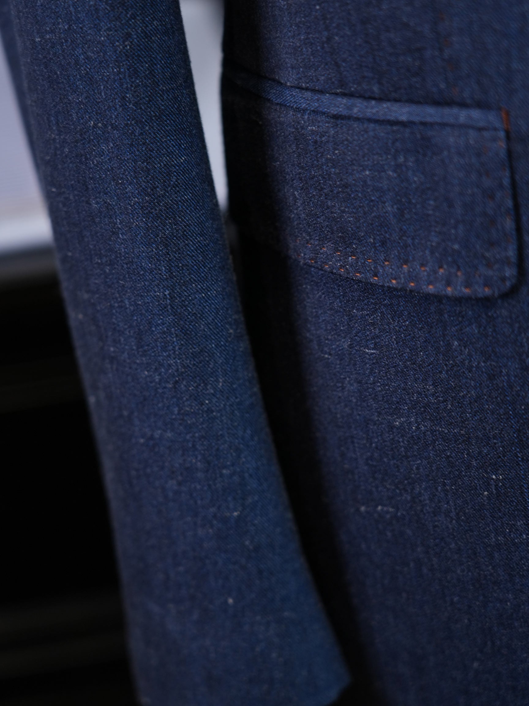 Denim Blue 100% Wool Notch Lapel Blazer