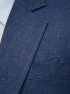 Denim Blue 100% Wool Notch Lapel Blazer